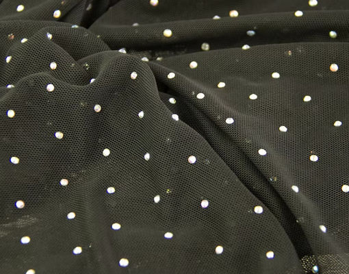 สี่ด้านยืดหยุ่น สีขาวพอลิเอสเตอร์ Mesh การเล็บสามมิติ สายเพชร สีสันเสื้อเวที